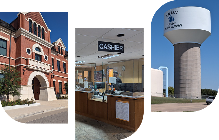 Collage of water utility buildings